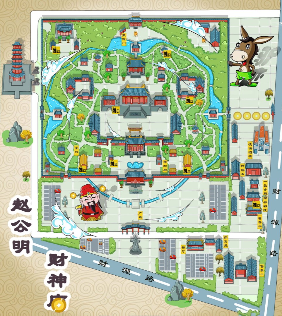 衡阳寺庙类手绘地图
